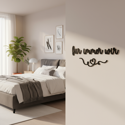 für immer wir – romantische Wanddeko für Paare & besondere Anlässe   Schwarz / S - 20 cm x 55 cm  Kraftélia    Wanddeko