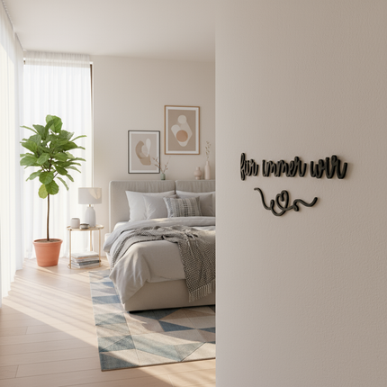 für immer wir – romantische Wanddeko für Paare & besondere Anlässe   Schwarz / S - 20 cm x 55 cm  Kraftélia    Wanddeko