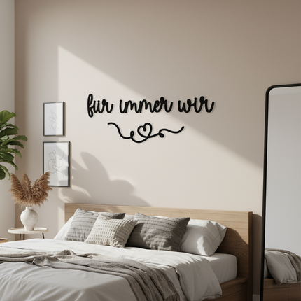 für immer wir – romantische Wanddeko für Paare & besondere Anlässe   Schwarz / S - 20 cm x 55 cm  Kraftélia    Wanddeko