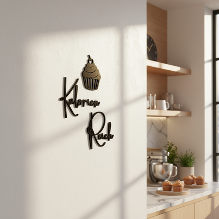 Kalorien Reich mit Cupcake – Holzschriftzug