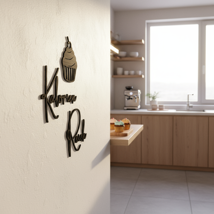 Kalorien Reich mit Cupcake – Holzschriftzug