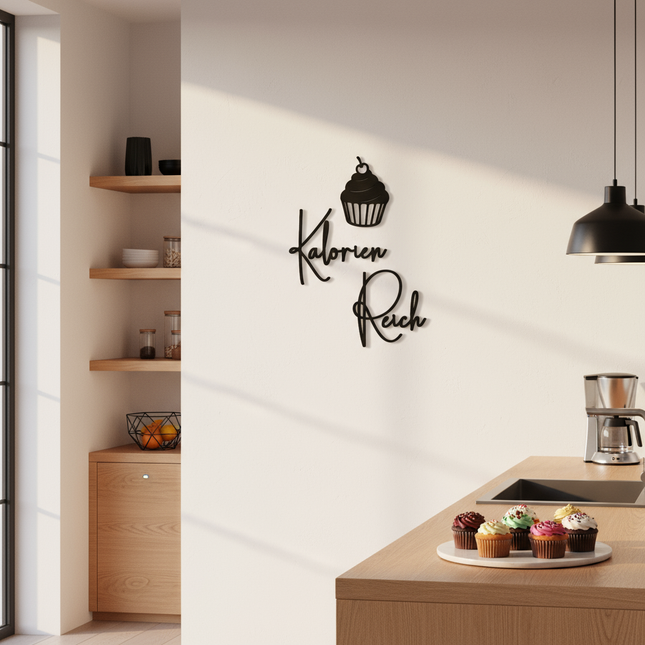 Kalorien Reich mit Cupcake – Holzschriftzug