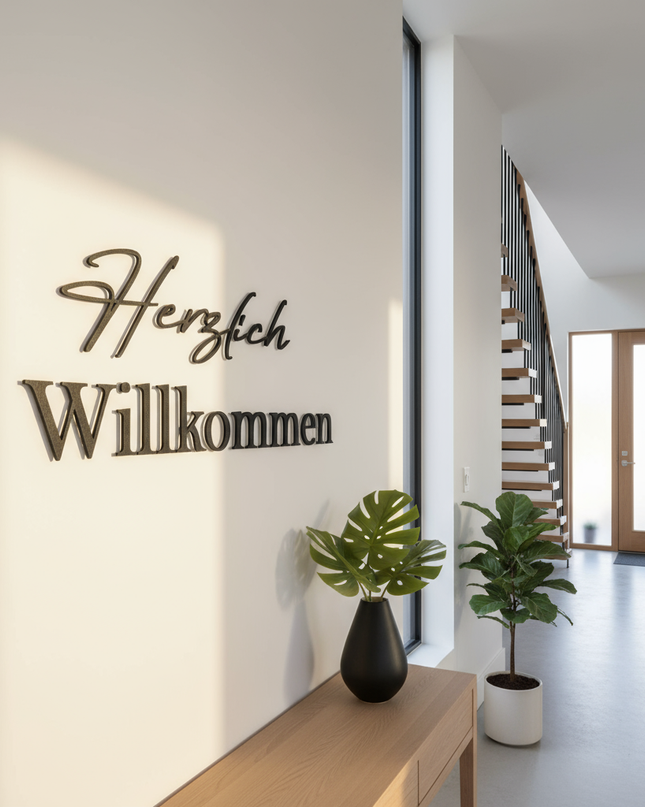Herzlich Willkommen – Schriftzug aus Holz