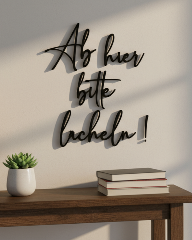 Ab hier bitte lächeln! – Wanddekoration aus Holz