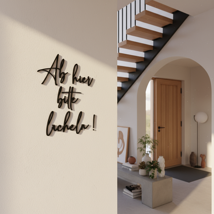 Ab hier bitte lächeln! – Wanddekoration aus Holz