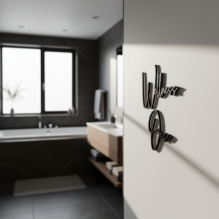 Wellness Oase – Holzschriftzug