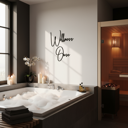 Wellness Oase – Holzschriftzug