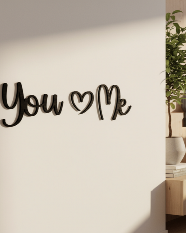 You & Me – Schriftzug aus Holz